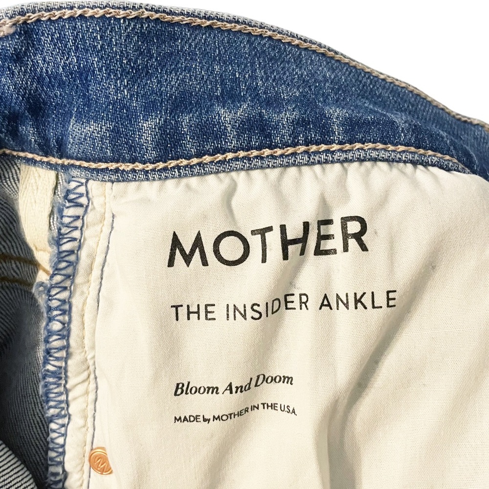 Mother The Insider Ankle Distressed Crop Bootcut Jeans Bloom and Doom - Picture 7 of 10
